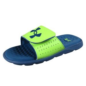 Under Armour Ignite Pro Kids 3 Lime Surge Static Blue Slide Sandals Comfort